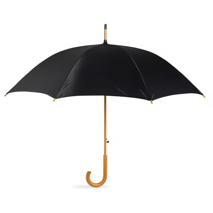 Custom 23-Inch Wooden Handle Auto-Open Umbrella - Printed Logo - Premium Corporate Promotional Gift