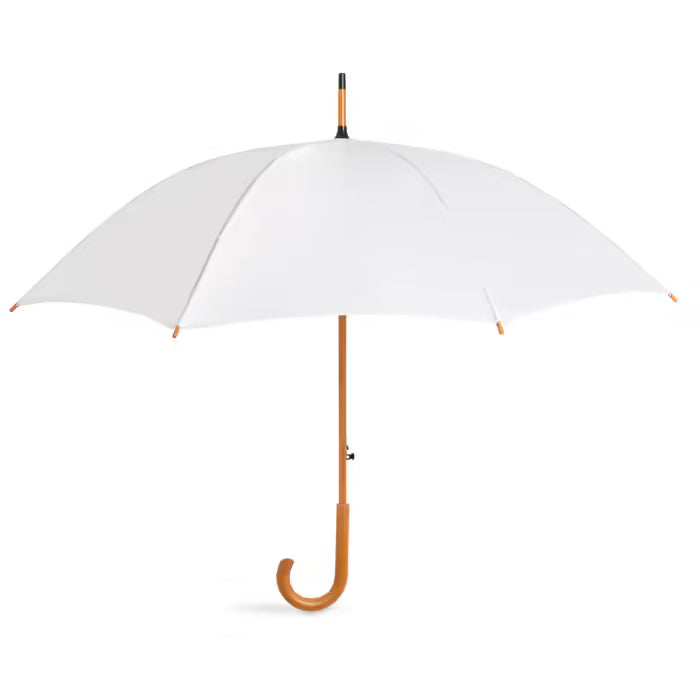 Custom 23-Inch Wooden Handle Auto-Open Umbrella - Printed Logo - Premium Corporate Promotional Gift