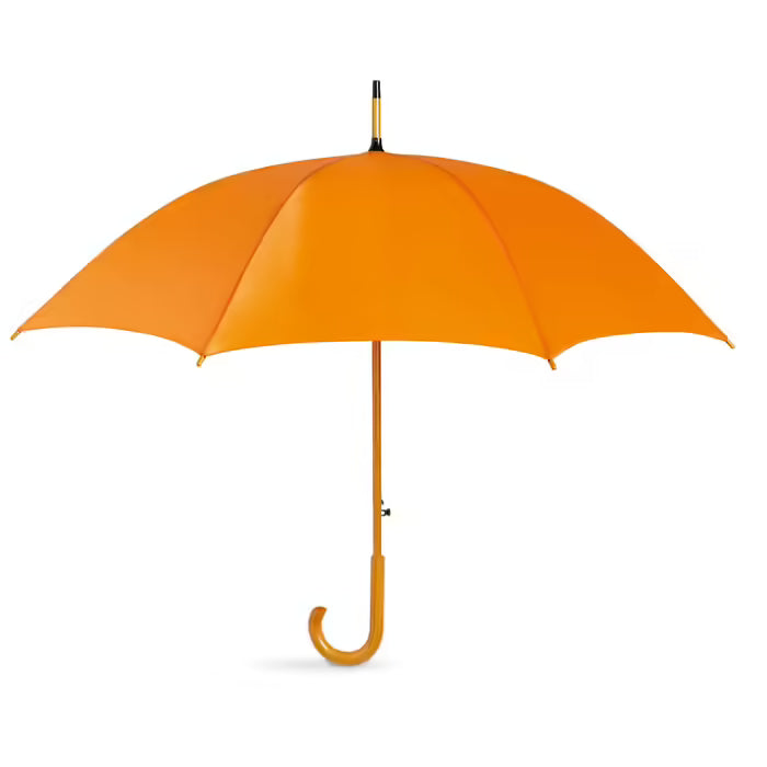 Custom 23-Inch Wooden Handle Auto-Open Umbrella - Printed Logo - Premium Corporate Promotional Gift