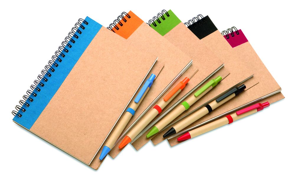 SONORA PLUS Recycled Paper Notebook & Pen Set - Custom Screen Printed Sustainable Promotional Stationery