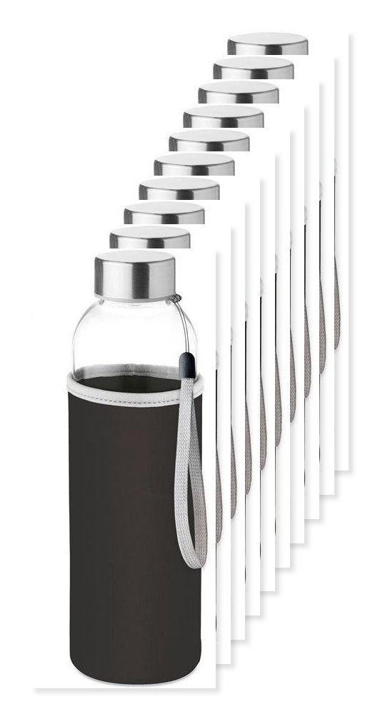 Pack of 10 (Buy 8, Get 2 Free) Custom Eco-Friendly 500ml Glass Bottle with Branded Cover
