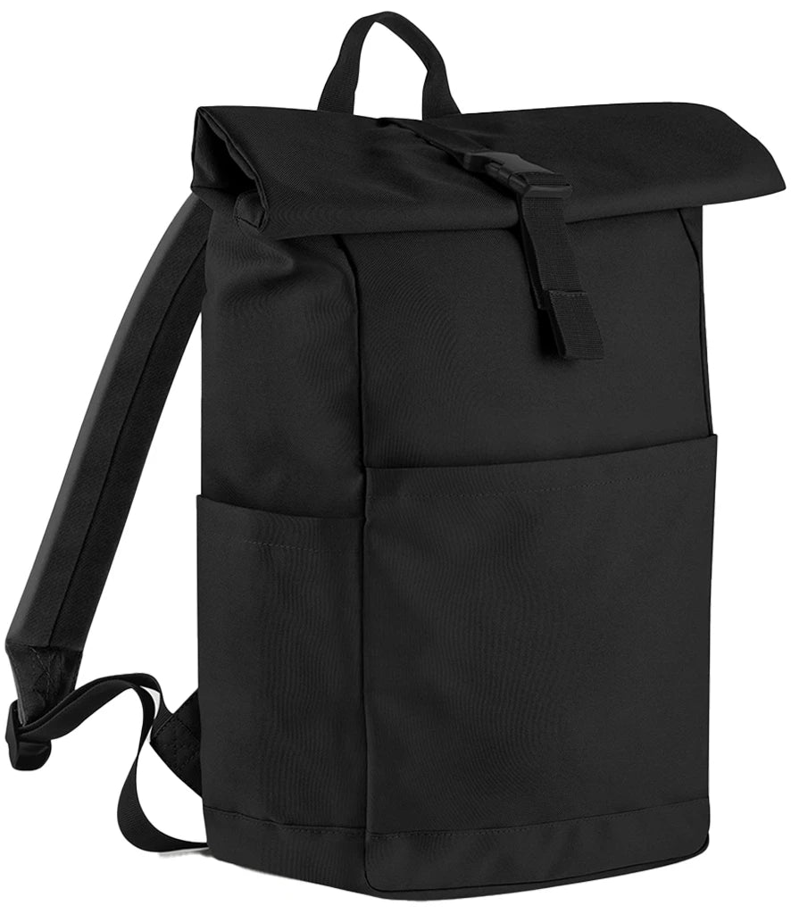 BagBase Premium Recycled Roll-Top Backpack (100% Recycled 600D) - Custom Embroidered Eco-Friendly Commuter Bag