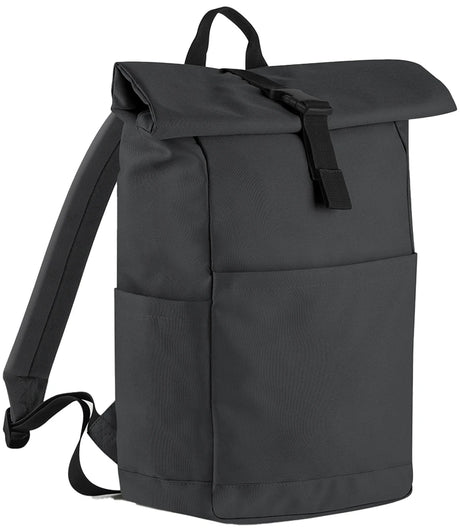 BagBase Premium Recycled Roll-Top Backpack (100% Recycled 600D) - Custom Embroidered Eco-Friendly Commuter Bag