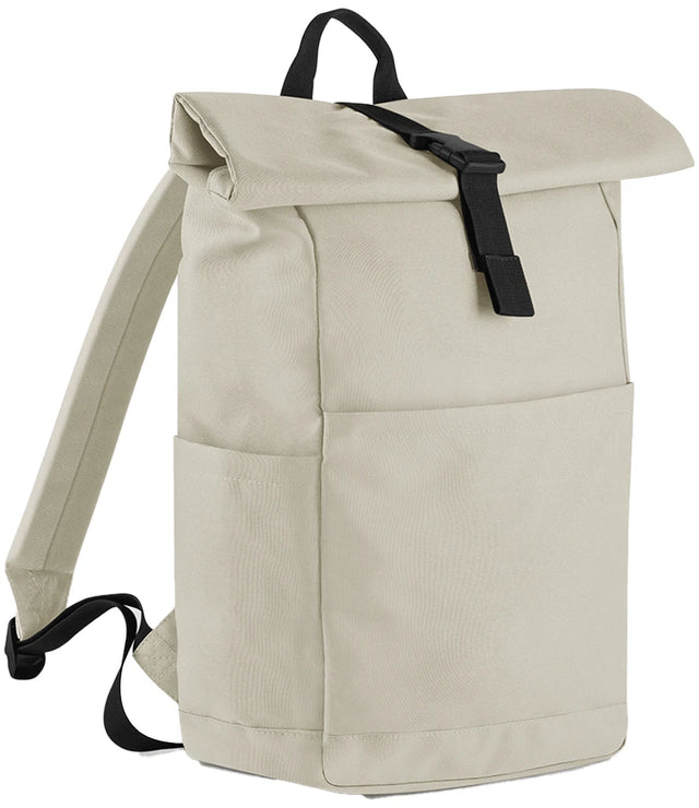 BagBase Premium Recycled Roll-Top Backpack (100% Recycled 600D) - Custom Embroidered Eco-Friendly Commuter Bag