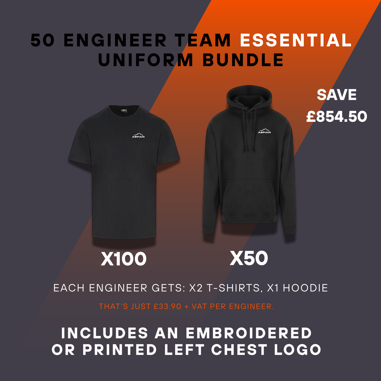 50 Engineer Team Essential Uniform Bundle | Aspian [BID:21]