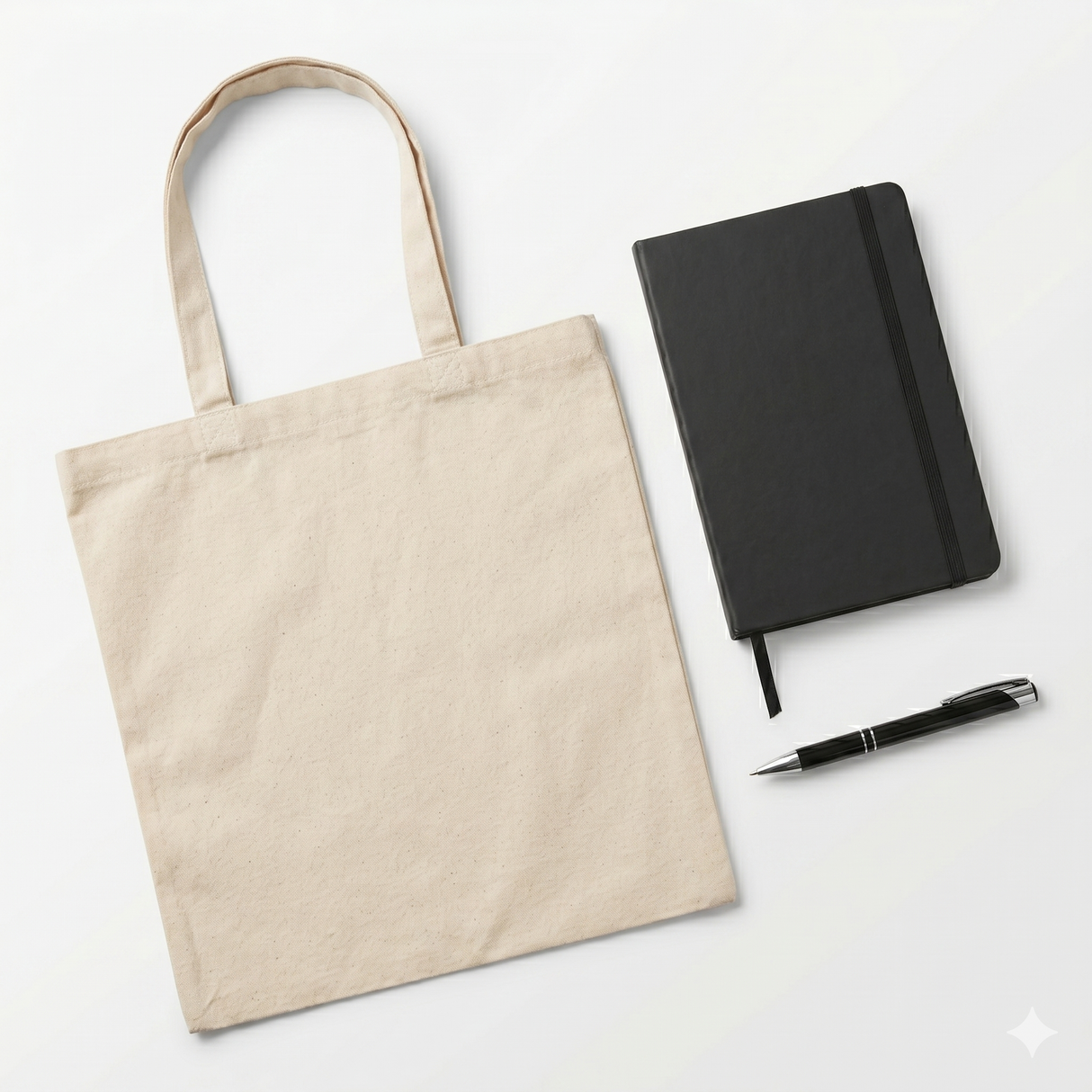 Pack of 10 Custom Branded Corporate Welcome Merch Bundle (Canvas, Hardcover, Metal) - Screen Printed & Laser Engraved Event Swag Kit