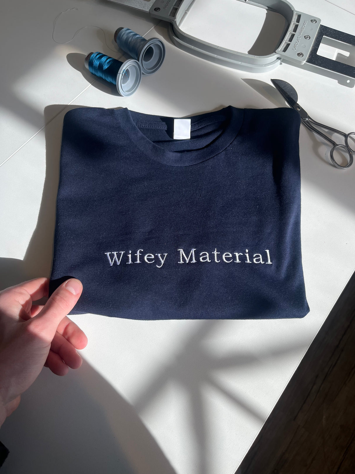 Wifey Material Embroidered Sweatshirt