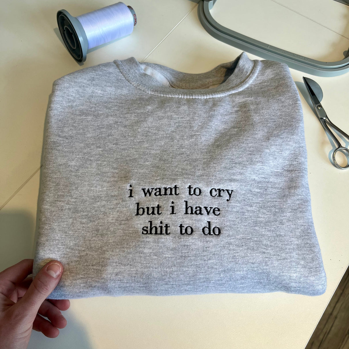 I Want To Cry Embroidered Sweatshirt