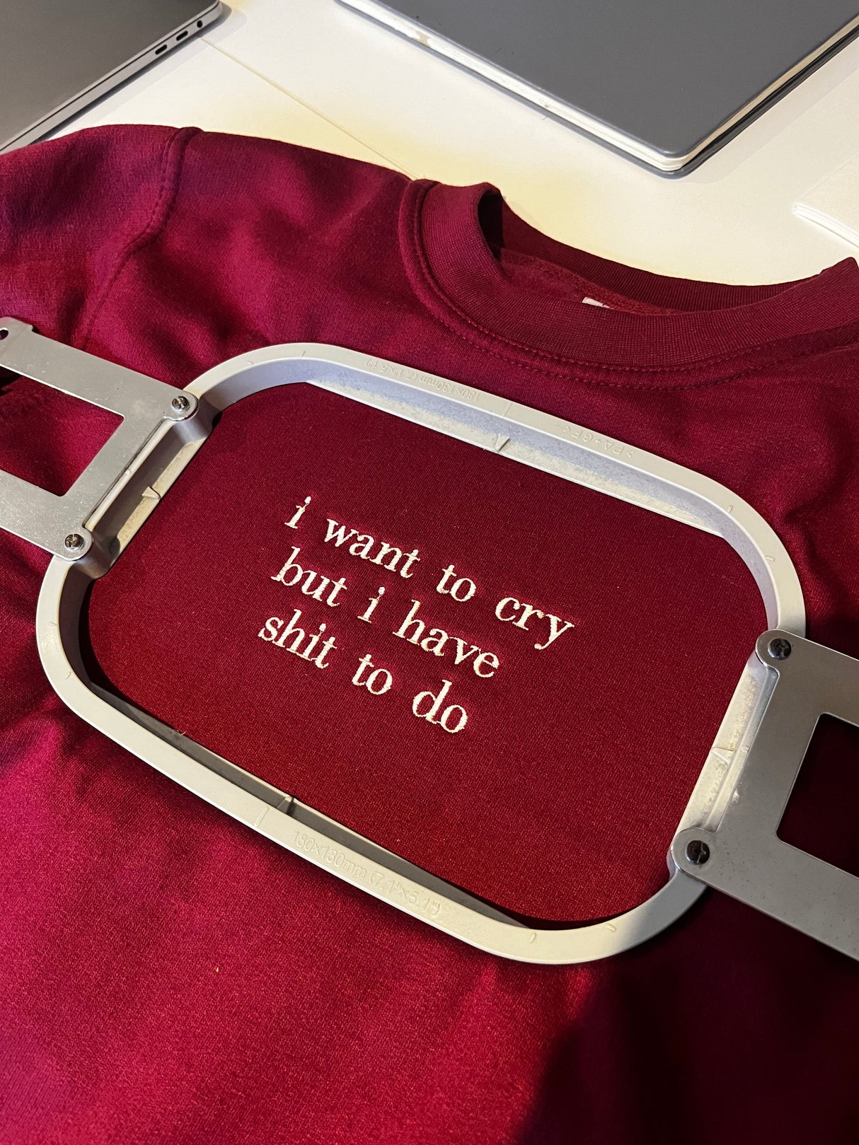 I Want To Cry Embroidered Sweatshirt